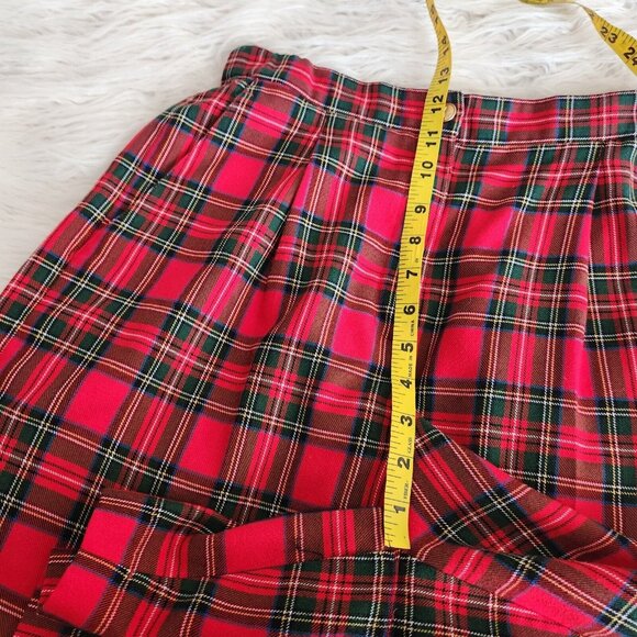 Vintage High Waisted Tartan Wide Leg Pleated Front Shorts Womens 10 Red Academia - Picture 6 of 11